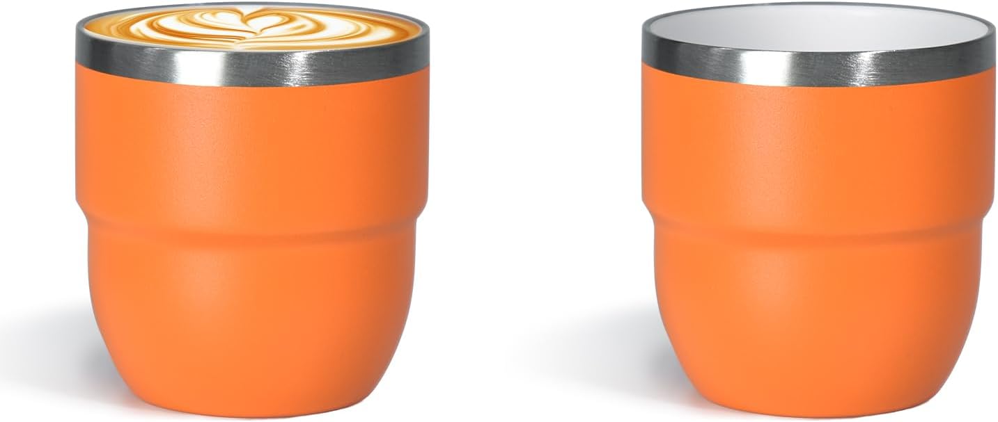 4oz Espresso Cups, Insulated Espresso Cups Set of 2, Expresso Shots Cup, Stainless Steel Shot Glasses for Coffee, Portable Espresso Travel Mug for Camping
