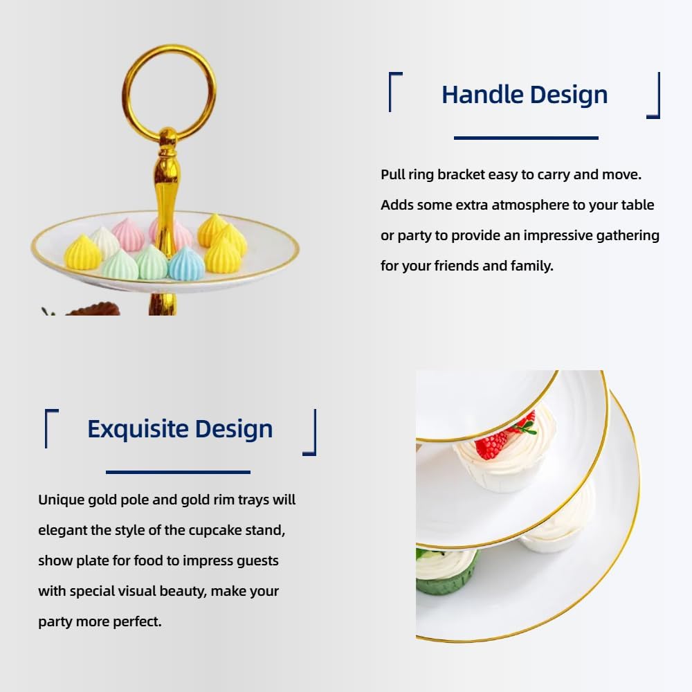 5 Pcs Dessert Table Stand Set - 2x Small 3 Tier Plastic Cupcake Display Stands Cookie Tray Rack Serving Tower & 3x Trays for Wedding Baby Shower Tea Party