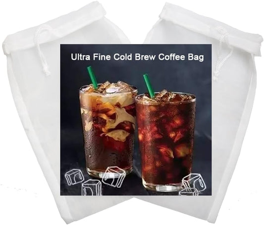 1 Pack Cold Brew Coffee Bag,120 Micro Food Grade Nylon Ultra Fine Mesh, 8.6x5 inch Reusable Cold Brew Coffee Filter with Seamless Bottom, Coffee Maker