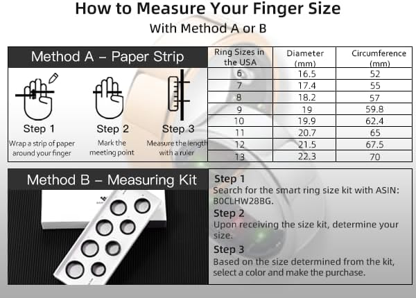 Smart Ring, Health Tracker for Monitor Health, Sleep Tracking Wearable and Heart Rate Fitness Blood Oxygen, IP68 Waterproof, Compatible with iOS and Android