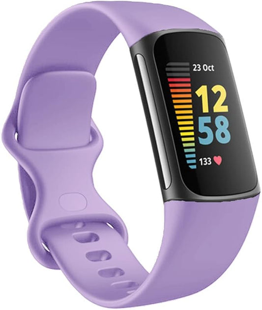 Seleek Replacement Silicone Band for Fitbit Charge 5, Lavender, Unisex, Waterproof, 12-Month Warranty