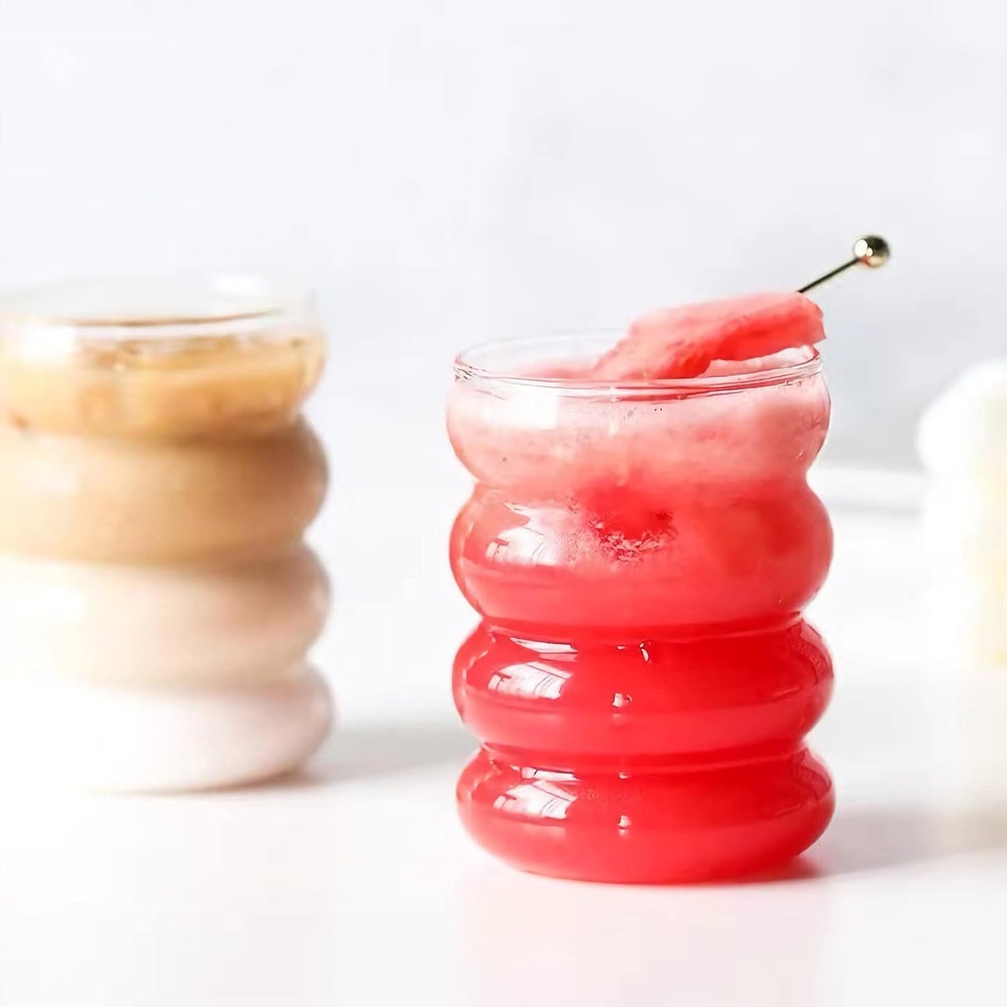 4 Pcs Drinking Glasses with Glass Straw 14oz Glassware Set,Cocktail Glasses,Iced Coffee Glasses,Beer Glasses,Ideal for Water,Soda,Tea,Gift - with Cleaning Brushe