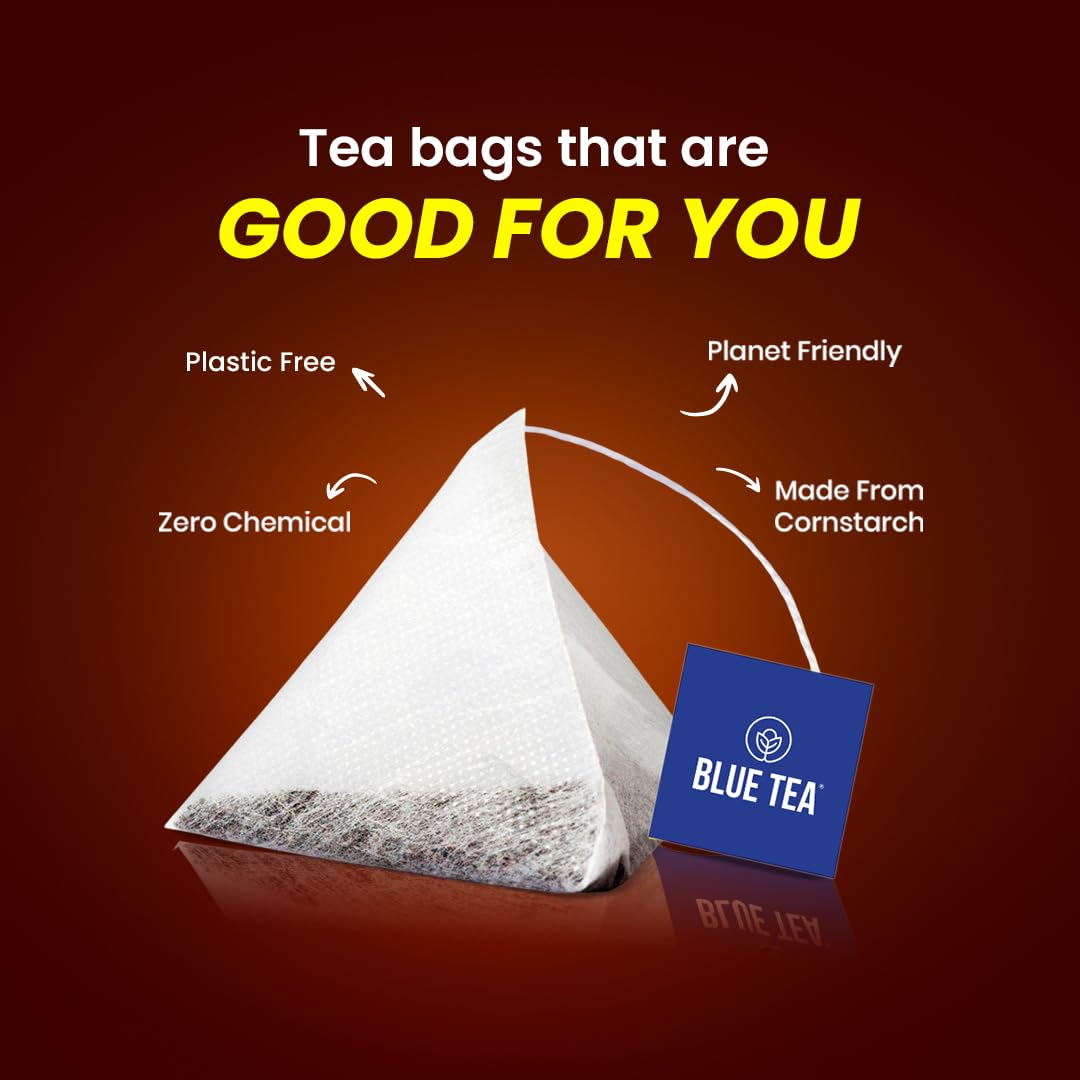 BLUE TEA - Dandelion Root Tea - 100 Count - Pyramid Plant Based Tea Bag | Support Kidney Function & Healthy Digestion | Detox Tea | Herbal Tea - Caffeine Free - Non-Bitter - Mild Flavor | Zipper Pack