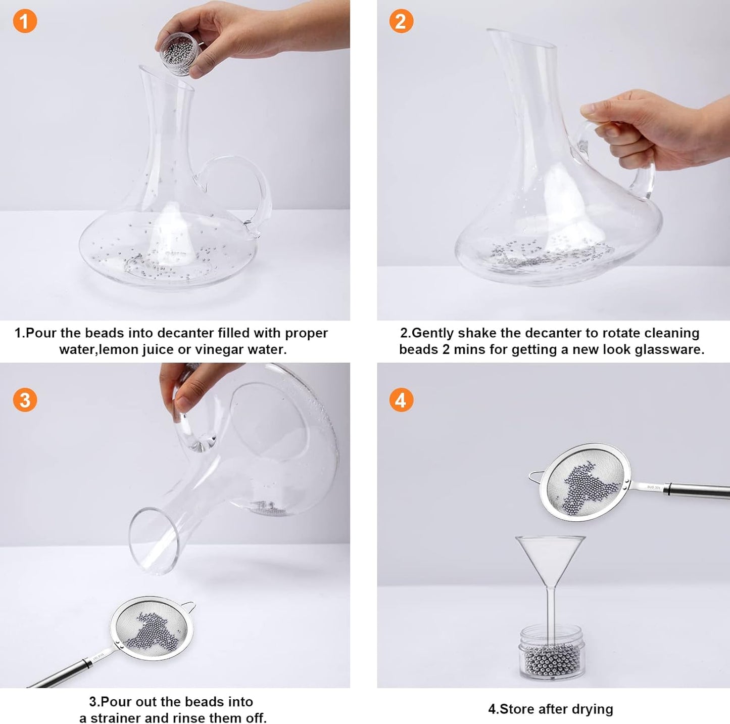 1500 PCS Metal Cleaning Beads Reusable Decanter Beads for Glass Bottles, 304 Stainless Steel Water Bottle Cleaner Balls 3mm Wine Glass Cleaning Beads for Decanters Vases Carafes, Wine Accessories