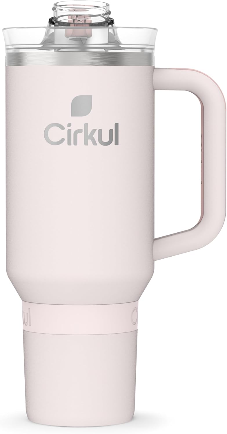 Cirkul 40oz. Cherry Blossom Stainless Steel Tumbler with Handle, All-Day StrawSip™, Double-Wall Insulated