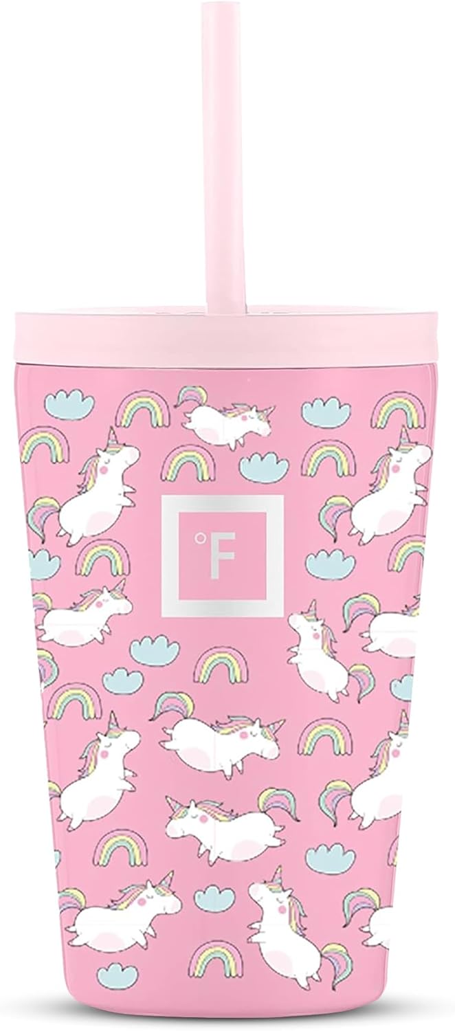 IRON °FLASK Classic Tumbler - Vacuum Insulated Stainless Steel Water Bottle, Double Walled, Drinking Cup, Insulated Travel Mug (Stardust Unicorns, 12 oz Kids)