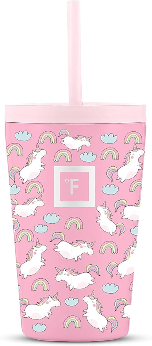 IRON °FLASK Classic Tumbler - Vacuum Insulated Stainless Steel Water Bottle, Double Walled, Drinking Cup, Insulated Travel Mug (Stardust Unicorns, 12 oz Kids)
