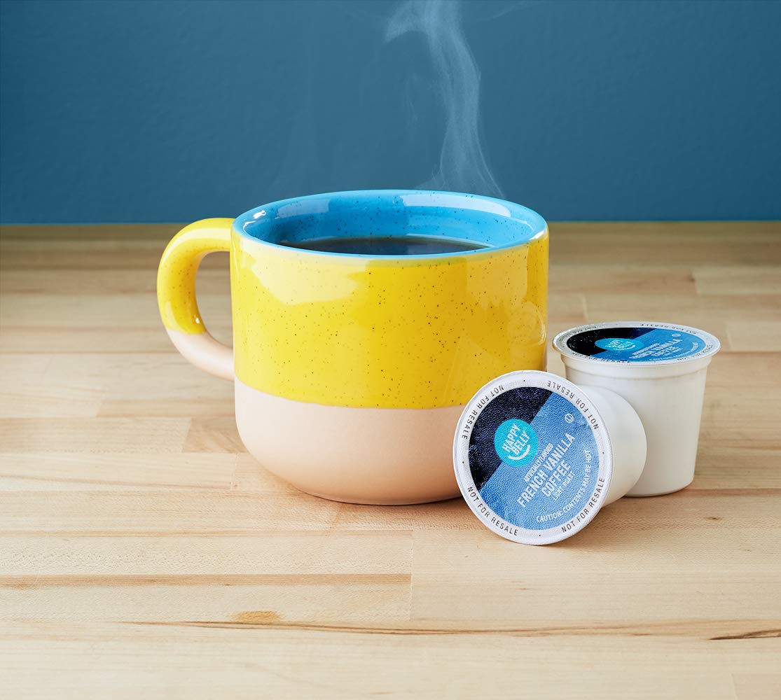 Amazon Brand - Happy Belly Light Roast Coffee Pods, French Vanilla Flavored, Compatible with Keurig 2.0 K-Cup Brewers, 100 Count