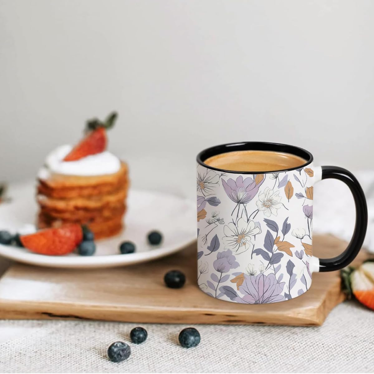 Vintage Flower Coffee Mug, Special Coffee Mug for Mothers, Gifts for Her Fall floral Cup, Beautiful Purple Wildflowers Inspirational Coffee Tea Cup for Her Birthday