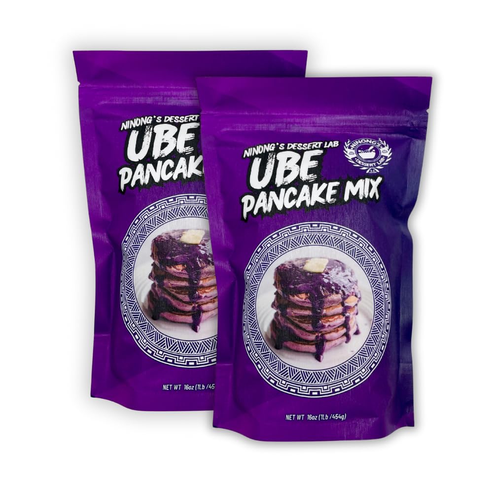 Ninong's Dessert Lab Ube Pancake Mix, Ube Flavored Buttermilk Pancake Mix with Real Ube, Makes Ube Cakes, Waffles, Crepes and more, Just Add Water (2 Pounds)