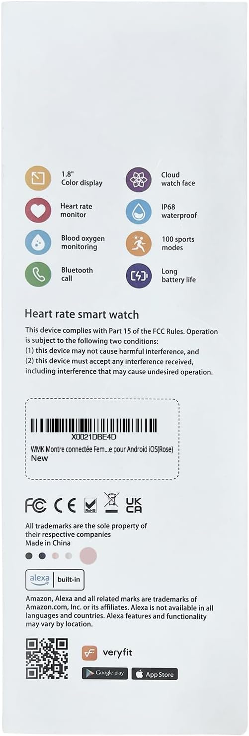 Smart Watch for Women, Android & iPhone Compatible, Fitness Watch Bluetooth Call & Receive Text, 1.8" Smartwatch with Alexa/Heart Rate/SpO2/Sleep Monitor/Calorie Step Tracker, Waterproof 7-Day Battery