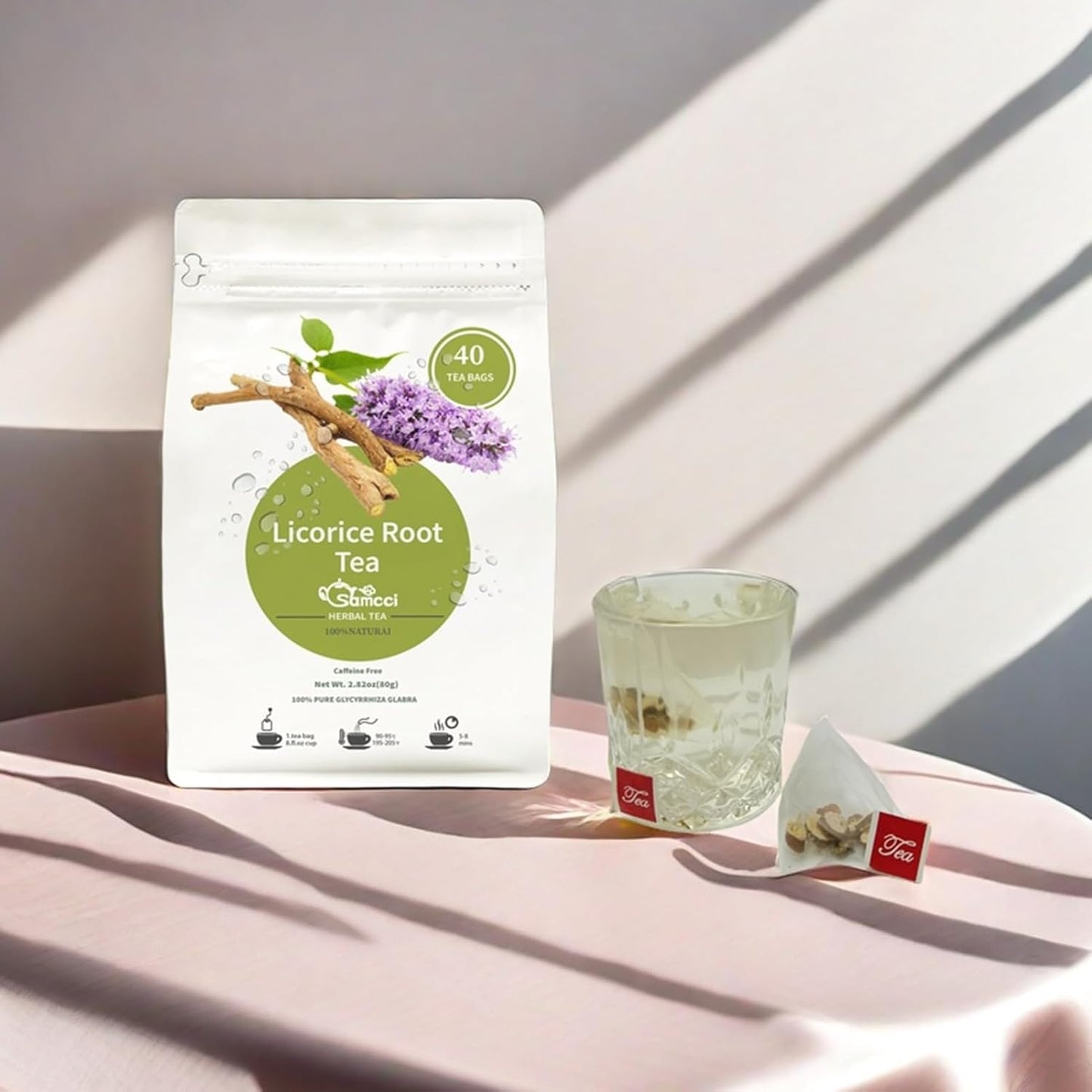 Samcci - Licorice Root Tea, Premium 40 Licorice Root Tea Bags -Natural Sweet - Non-GMO - Naturally Caffeine-free - Soothes Digestion & Promote Respiratory Health