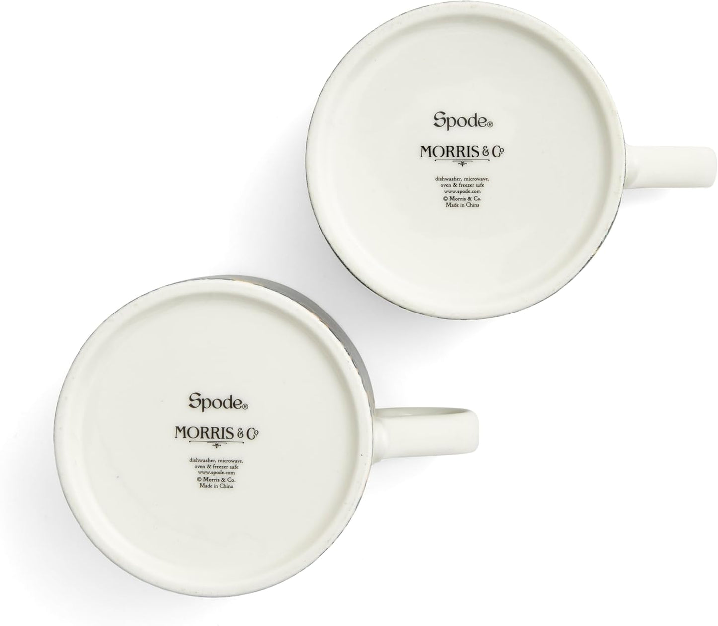 Spode Morris & Co 12oz Mug, Set of 2 - Porcelain Drinkware for Tea or Coffee, Microwave & Dishwasher Safe Cups for Kitchen Shelf Display or Home Coffee Bar Accessories (Seaweed & Pimpernel)