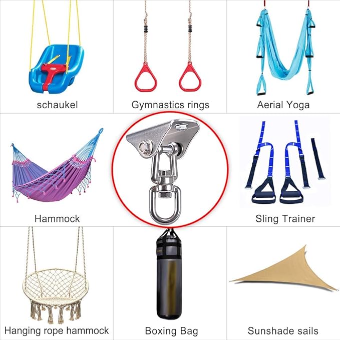 SELEWARE Stainless Steel Swing Hanger Heavy Duty Ceiling Swing Mount Free Swivel Swing Hook Swing Hardware Kit for Yoga Swing Hammock Chair Porch Swing Sets Heavy Punching Bag 1000 LB Capacity
