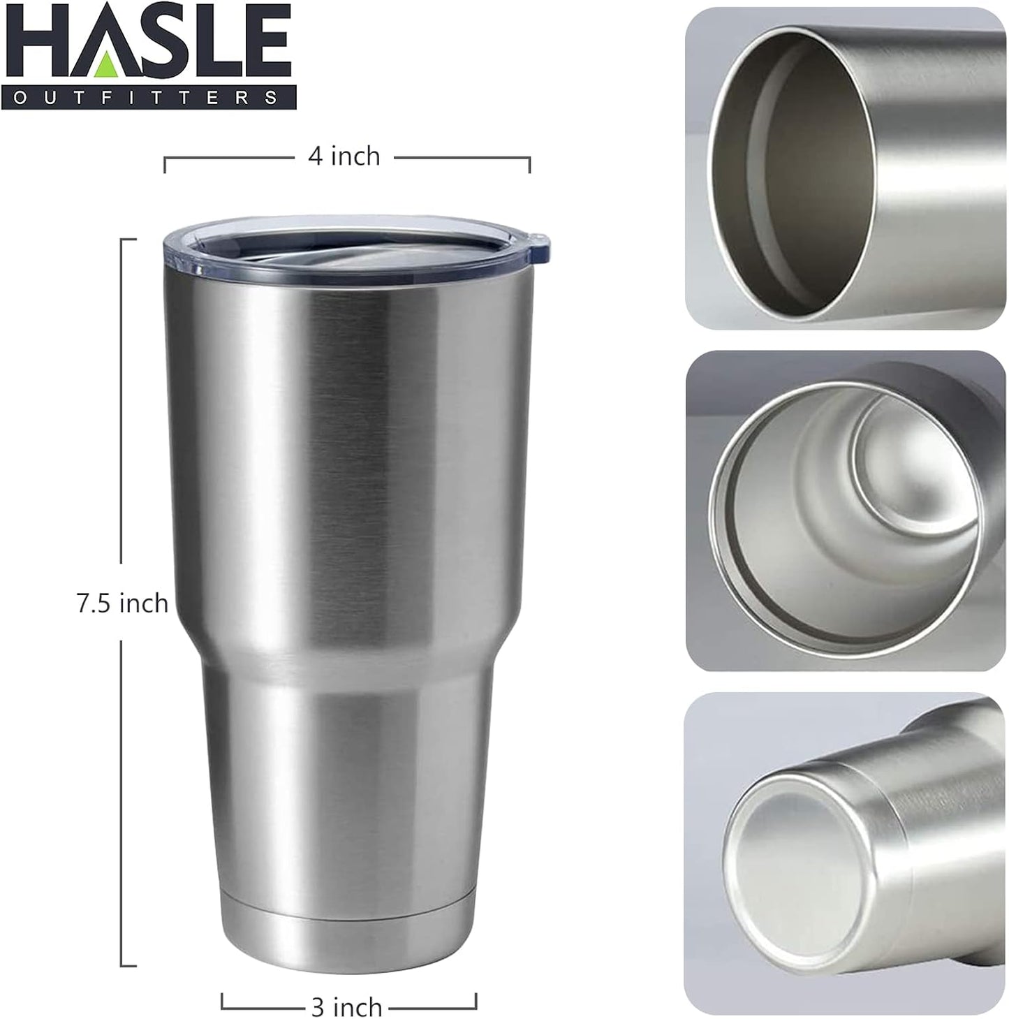 HASLE OUTFITTERS 30oz Stainless Steel Tumbler, Double Wall Vacuum Insulated Travel Mug Tumbler, Durable Insulated Coffee Mug, Gift Box Set (Silver, 1)