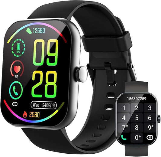 Smart Watch for Men Women(Answer/Make Calls), 1.96" HD Smartwatch, Fitness Tracker with 110+ Sport Modes, IP68 Waterproof, Heart Rate/Sleep/Step Monitor, Pedometer, Activity Tracker for Android iOS