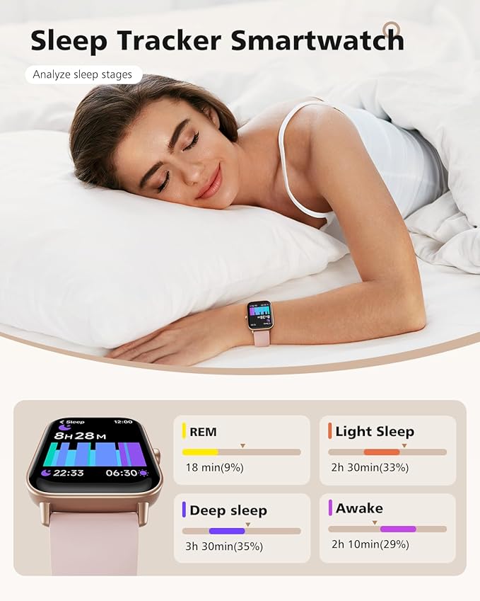Smart Watch for Women, Android & iPhone Compatible, Fitness Watch Bluetooth Call & Receive Text, 1.8" Smartwatch with Alexa/Heart Rate/SpO2/Sleep Monitor/Calorie Step Tracker, Waterproof 7-Day Battery