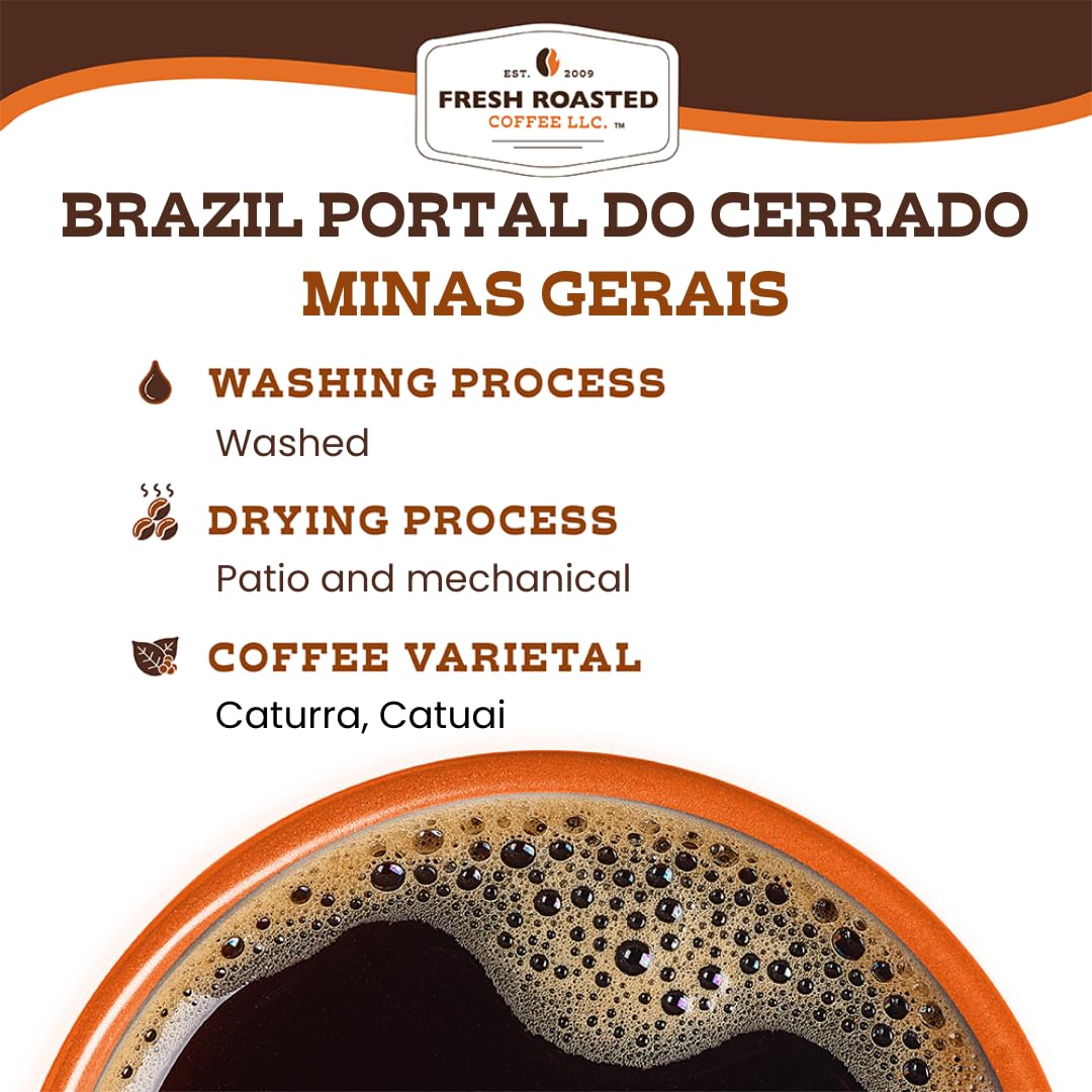 Fresh Roasted Coffee, Brazil Minas Gerais, 12 oz, Light Roast, Kosher, Ground