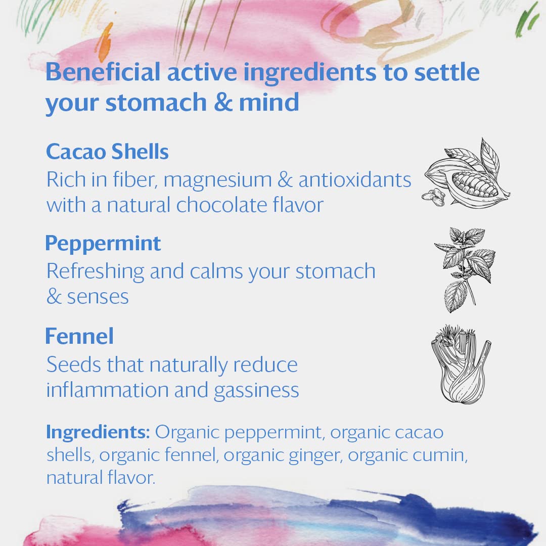 Grace Farms SETTLE Wellness Organic Tea Blend (16 Pyramid Sachets) | Peppermint Cacao | Relaxing and Digestive Support | Fairtrade and Kosher | Filled With Antioxidants and Stress-Relieving Herbs | Gives Back 100% of Profits