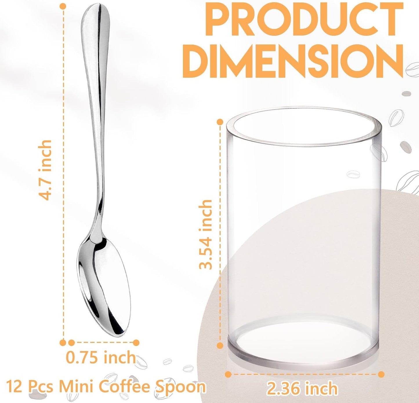 12 Pcs Mini Coffee Spoons with Holder 4.7 inch Demitasse Espresso Stainless Steel Spoons Tea Spoons set of 6 with Acrylic Cylinder Holder Small Coffee Spoons Silver for Coffee Bar Tea Party Home