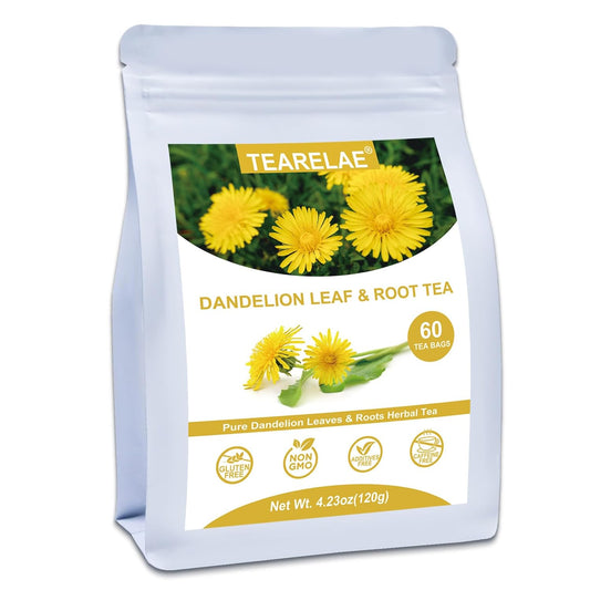TEARELAE - Dandelion Leaf & Root Tea - 60 Counts Premium Dandelion Leaf and Root Tea Bags - Support Kidney, Aid in Digestion - Non-GMO - Caffeine-Free