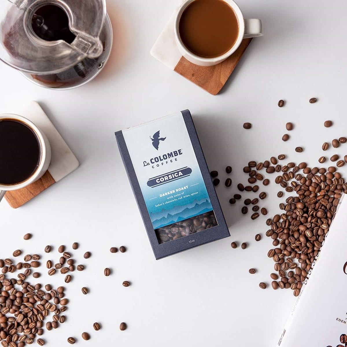 La Colombe Corsica Dark Roast Whole Bean Coffee - 12 Ounce, 4 Pack - Notes of Baker's Chocolate, Red Wine & Spices - Full-Bodied, Chocolatey, Roasty Coffee Beans
