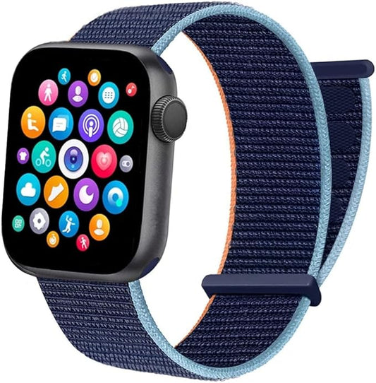 Smart Watch for Men Women for Android iOS Phones Compatible with iPhone, HCHLQL Smartwatches Fitness Tracker with Call/SMS/Heart Rate/Blood Oxygen Monitor/Pedometer/Nylon Sport Bands (Navy Blue)