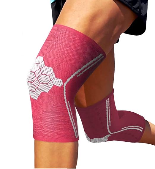 Sparthos Knee Compression Sleeves (Pair) – Support Sports, Running, Joint, Knee Pain Relief – Knee Brace Men Women – Knee Sprains Strains Arthritis Ligament Injury Recovery (Pink-XL)