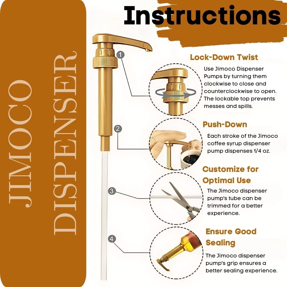 Jimoco® Syrup Pump Dispenser + Torani® Pumpkin pie Syrup, 25.4 oz - Coffee Syrup Pump & Flavoring Bundle