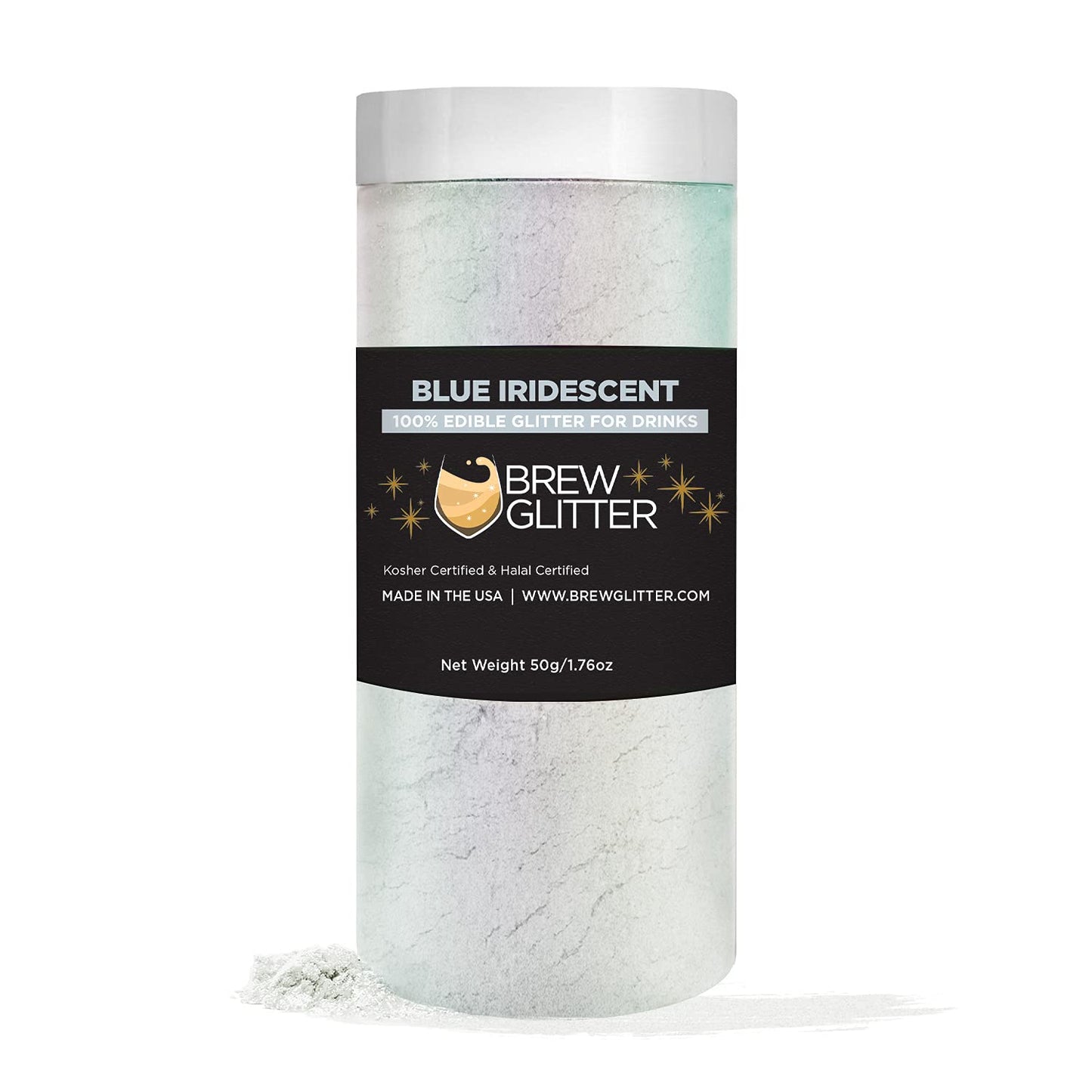 Blue Iridescent BREW GLITTER Edible Glitter For Drinks, Cocktails, Beer, Garnish Glitter & Beverages || 100% Edible & Food Grade | Vegan, Gluten, Nut Free (50g, Blue Iridescent)