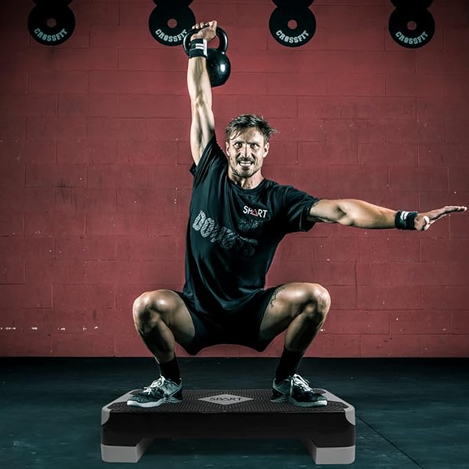 SPART Adjustable Workout Aerobic Stepper 4 Risers, 3 Levels 4" - 6" - 8", 26.77" 26.77" Trainer