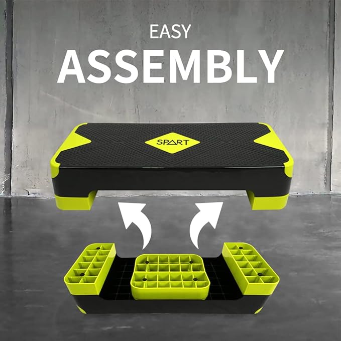 SPART Adjustable Workout Aerobic Stepper 4 Risers, 3 Levels 4" - 6" - 8", 26.77" 26.77" Trainer