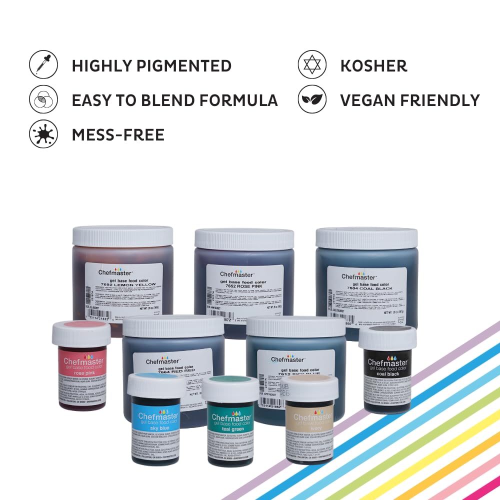 Chefmaster Baker's Rose Gel Food Coloring | Vibrant Color | Professional-Grade Dye for Icing, Frosting, Fondant | Baking & Decorating | Fade-Resistant | Easy-to-Use | Made in USA | 1 oz