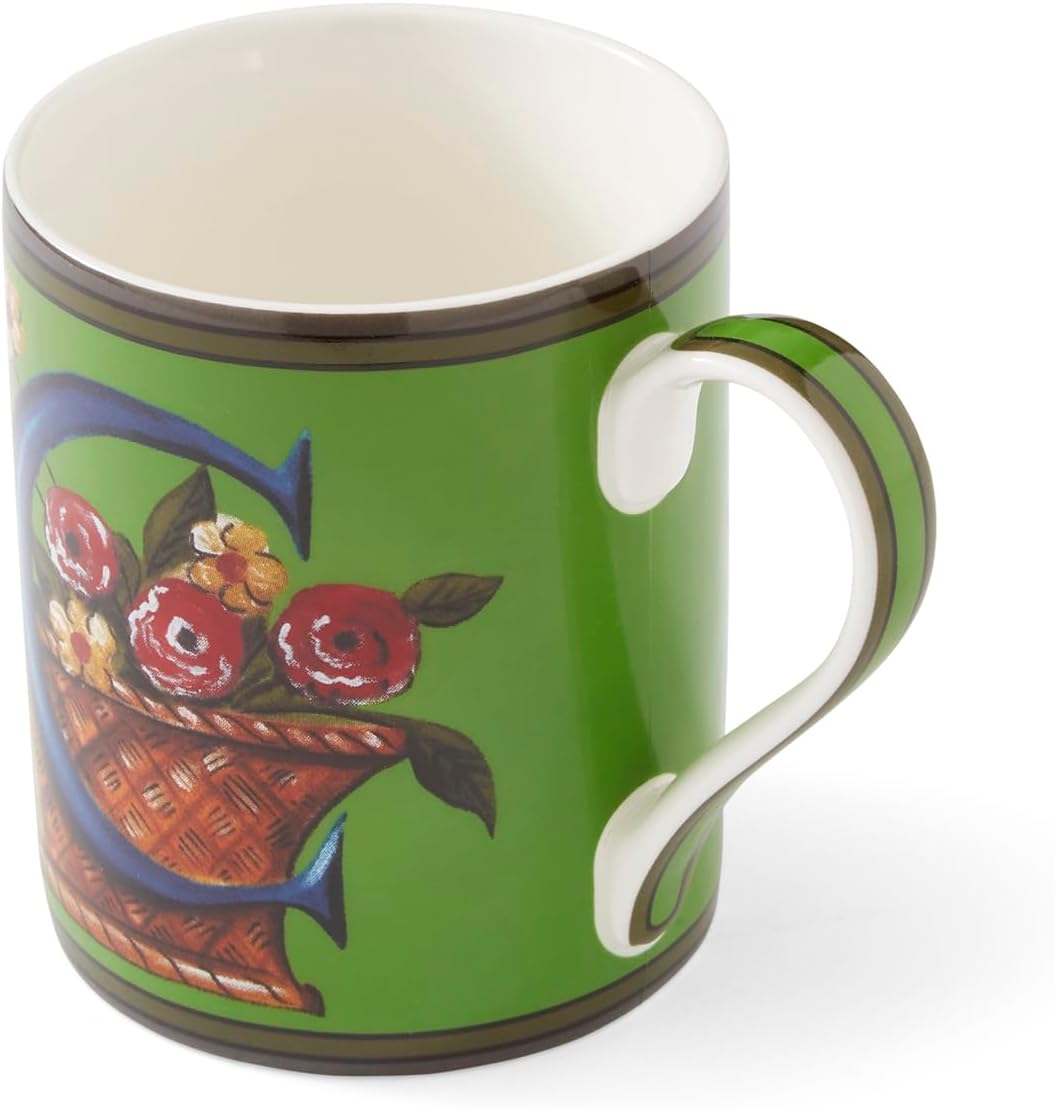 Spode Kit Kemp 12oz Mug, C Initial - Fine China Coffee Cup with Floral Alphabet Design, Custom Letter Mug for Unique Gift Giving - Personalized Kitchen Drinkware, Dishwasher Safe & Stylish
