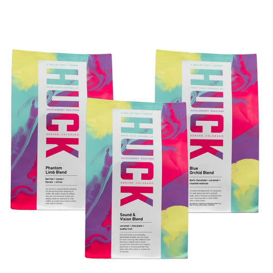 Bean Box Sampler - Roasted by Huckleberry Roasters, 3-Pack, Whole Bean, Gourmet Coffee