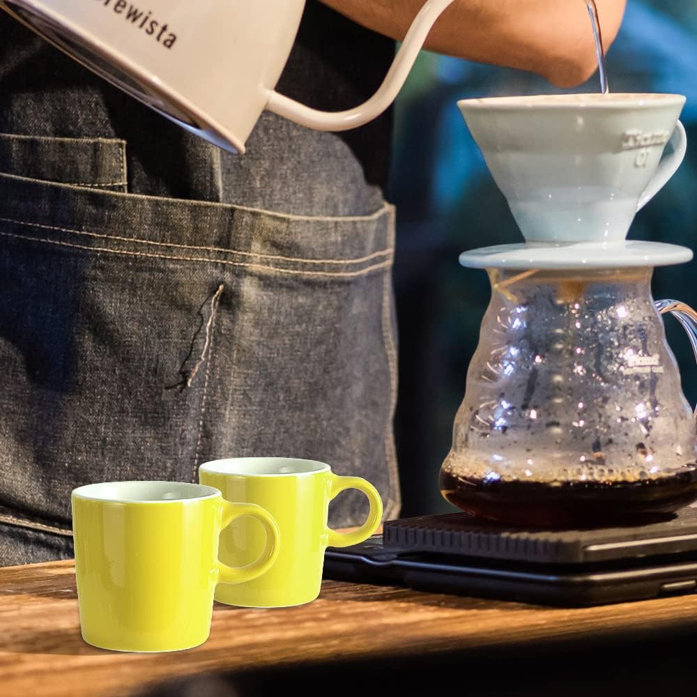 homEdge Mini Procelain Espresso Cup, 4 Ounces / 120 ml Tiny Ceramic Coffee Mugs Demitasse for Espresso, Tea- Set of 6, Yellow