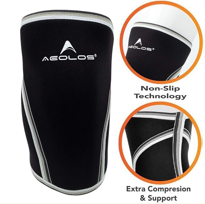 AEOLOS Knee Sleeves (1 Pair)，7mm Compression Knee Braces for Heavy-Lifting,Squats,Gym and Other Sports (X-Large, Black)