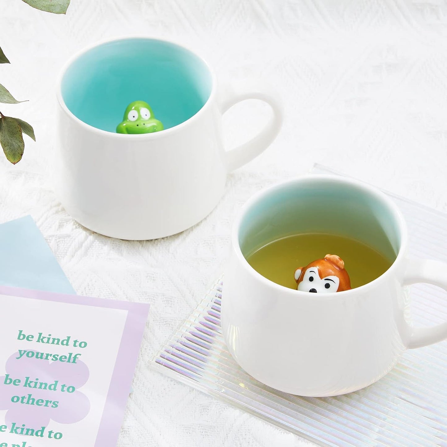 Sloth Ceramic Cup Hidden 3D Animal Inside Mug,12 oz Cute Cartoon Handmade Figurine Mugs,Christmas Birthday Surprise for Friends Family or Kids (Sloth)