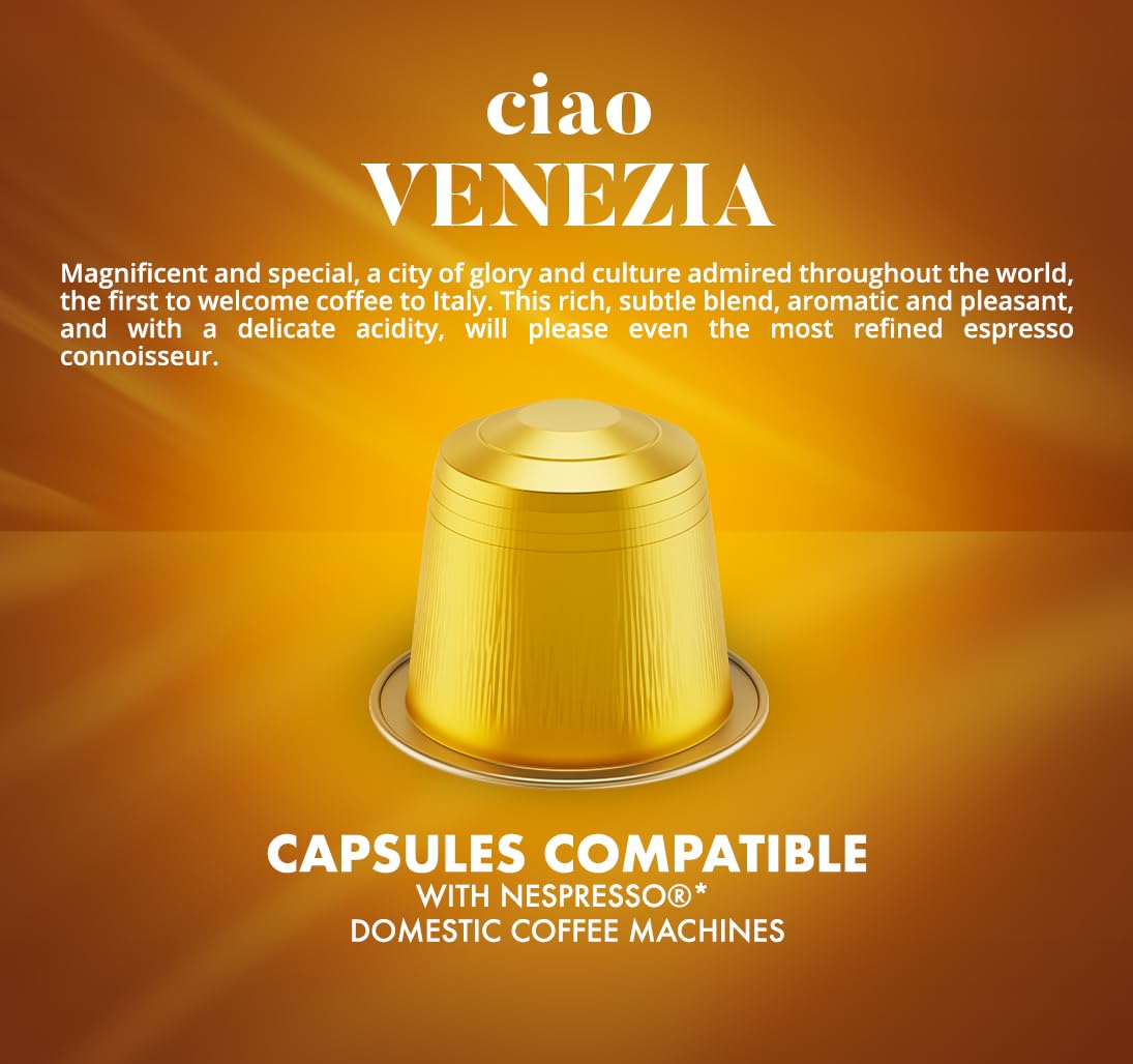 Caffe Borbone Aluminum Coffee Pods, Ciao Venezia, Medium Roast, Full-Bodied and Sweet, Genuine Italian Espresso - Compatible with Nespresso Original, NOT compatible with Vertuo - 100 Count