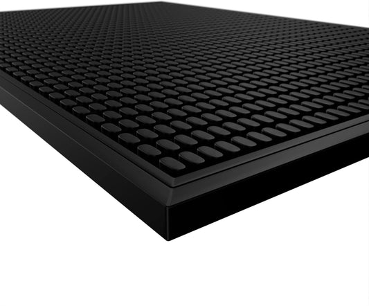 Highball & Chaser Premium Bar Mat 18in x 12in 1cm Thick Durable and Stylish Service Bar Mat for Spills, Coffee, Bars, Restaurants and Countertop Dish Drying Mat, Glass Drying Mat (Black/Black Border)