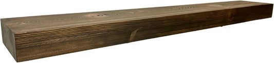 Modern Timber Craft Reclaimed Wood Fireplace Mantel Shelf | Solid Rustic American Barnwood with Steel Floating Shelf Brackets | 2.75" Thickness | 84" L x 5" D, Jacobean, Planed and Sanded
