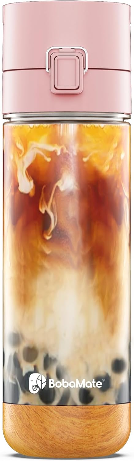 BobaMate® 25 oz Reusable Boba Cup & Tumbler with Lid, Straw, & Handle – Iced Coffee, Smoothie, Iced Matcha Cup – Spill-Proof, Shatter-Resistant, BPA-Free – Ube