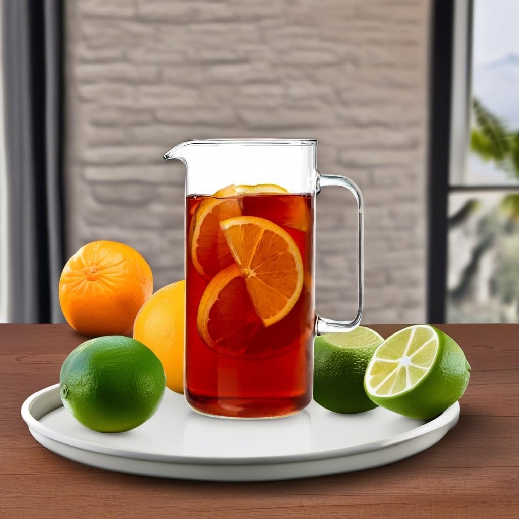 Simax Glass Pitcher, 64 Ounce (2 Quart) Borosilicate Glass, Made in Europe Hot and Cold Safe Iced Tea Pitchers for Drinks, Water, Lemonade Pitcher, Cocktail Jug, Sangria Pitchers