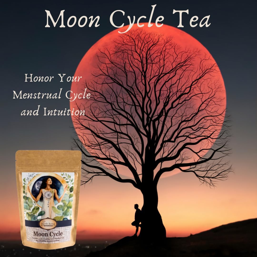 Organic Moon Cycle Herbal Tea for Period Support, Herbal Supplement to Bring Hormonal Harmony to Your Feminine Cycle with Mugwort, Red Raspberry Leaf, Chamomile, 3 oz Bag