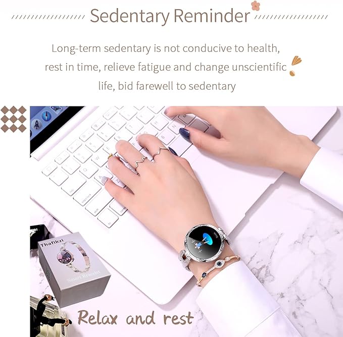 Smartwatch for Women Compatible for Android/iOS Phones. Health and Fitness Tracker with Heart Rate Blood Pressure Bluetooth Remote Photography Female Menstrual Cycle