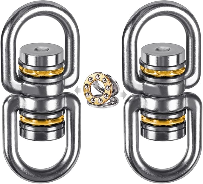 SELEWARE Bearing Swing Swivel, 360° Rotational Device Hanging Accessory for Web Tree Swing, Hammock Chair, Climbing Rope, Aerial Yoga, Kids Swing Swivel, Hold Up to 1200LB, 2 Pack