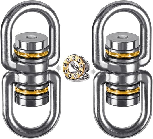 SELEWARE Bearing Swing Swivel, 360° Rotational Device Hanging Accessory for Web Tree Swing, Hammock Chair, Climbing Rope, Aerial Yoga, Kids Swing Swivel, Hold Up to 1200LB, 2 Pack