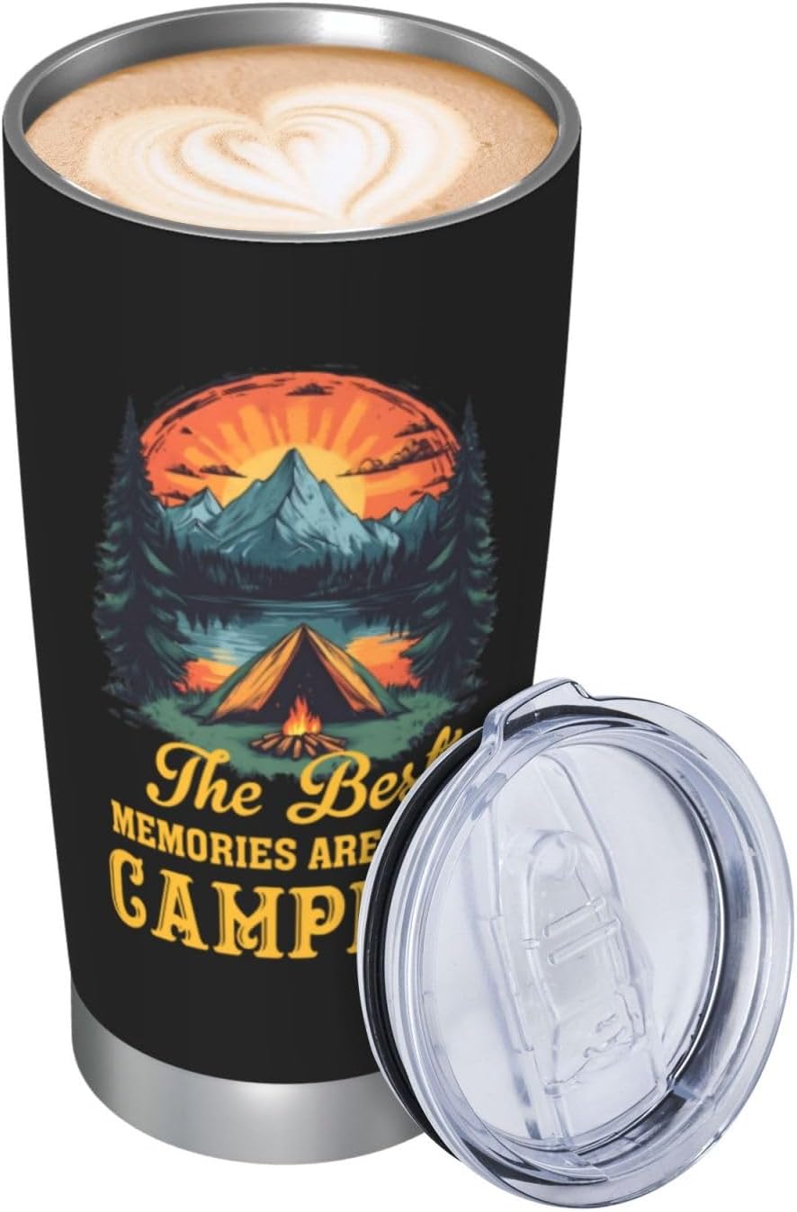 Camping Gifts for Men Women Tumbler 20oz, Camper Gifts Coffee Cups, Camp Essentials, Camp Accessories, Gift for RV Owners, Campsite Outdoors RV Travel Lovers Mug