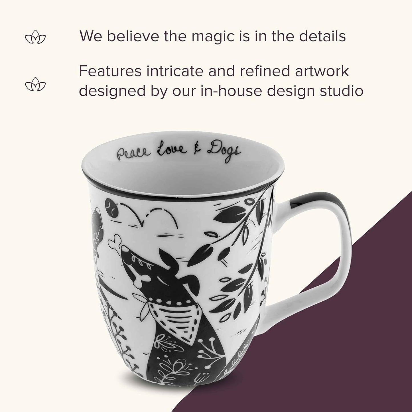 Karma Gifts 14 oz Black and White Boho Mug Western - Cute Coffee and Tea Mug - Ceramic Coffee Mugs for Women and Men