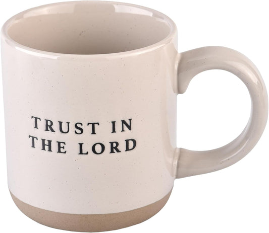 Sweet Water Decor Trust in the Lord Stoneware 14oz Cute Coffee Mugs for Hot & Cold Drinks - Dishwasher & Microwave Safe - Christian Gifts for Women and Men - Ideal Tea & Espresso Mugs